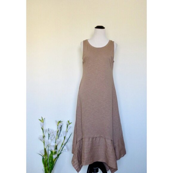 NEW! LOGO By Lori Goldstein Sleeveless Tank Midi Dress Taupe Brown SZ S - Picture 2 of 7